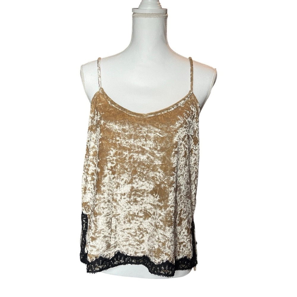 Women's Hayden Sz Small Crushed Velvet Tank Black Lace Detail Y2K 90s Whimsical